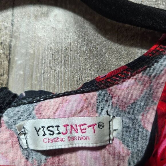 Vintage Inspired Black Floral Swing Midi Dress - Picture 4 of 4